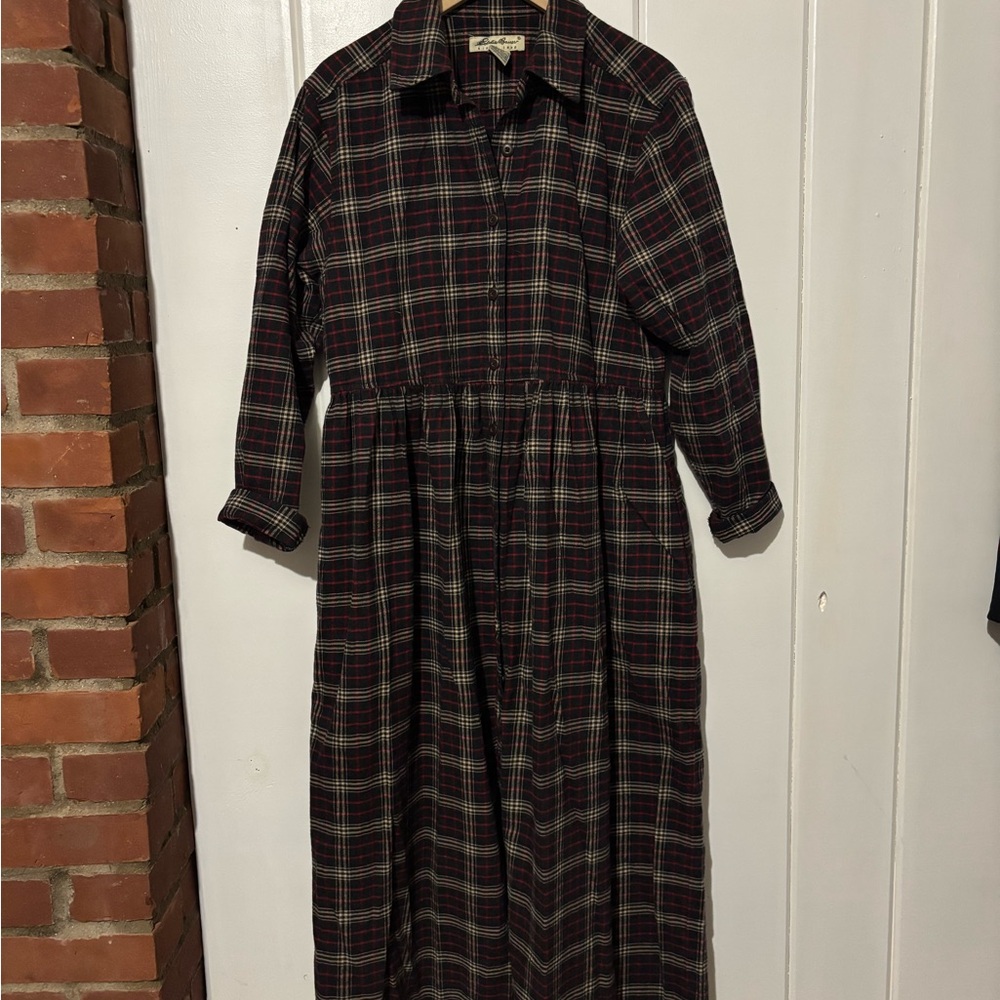 Eddie Bauer Flannel Midi Dress with side pockets
